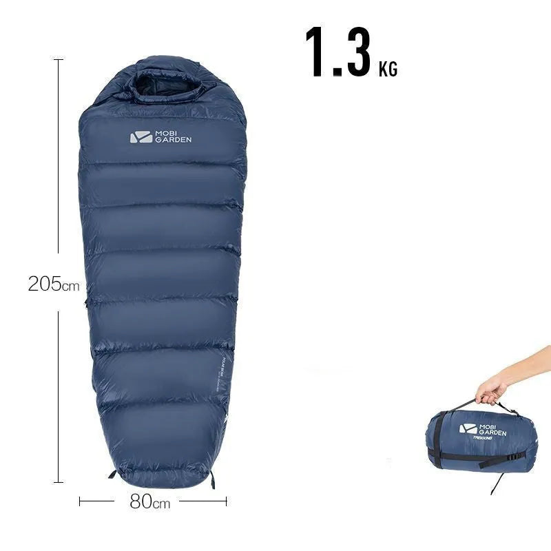 Wasserabweisender Mumienschlafsack mit Daunenfüllung für extreme Temperaturen bis -20 °