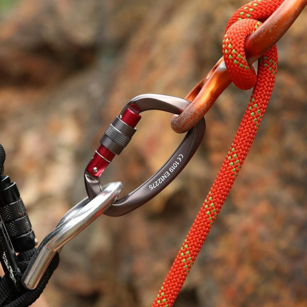 D-förmiger Kletterkarabiner mit Schraubverschluss