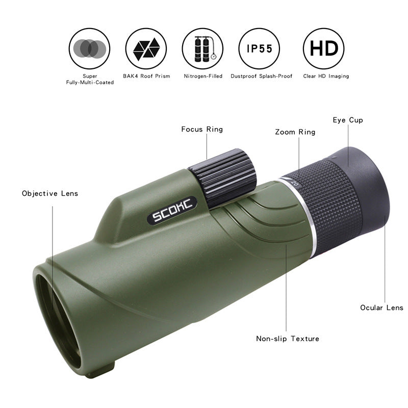 BAK4 Zoom-Monokular mit 10–20×50 Vergrößerung