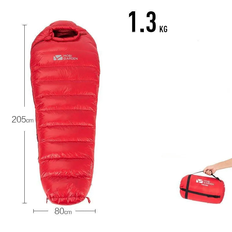Wasserabweisender Mumienschlafsack mit Daunenfüllung für extreme Temperaturen bis -20 °