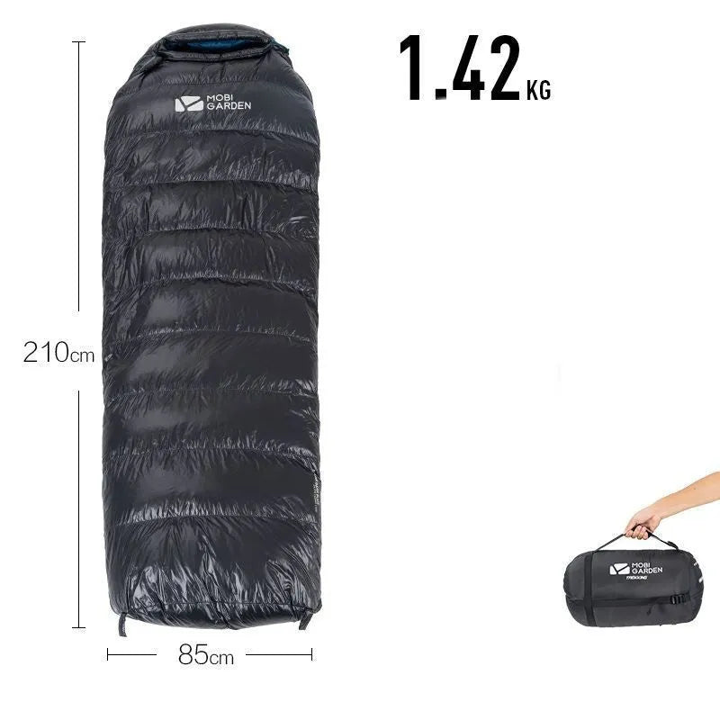 Wasserabweisender Mumienschlafsack mit Daunenfüllung für extreme Temperaturen bis -20 °