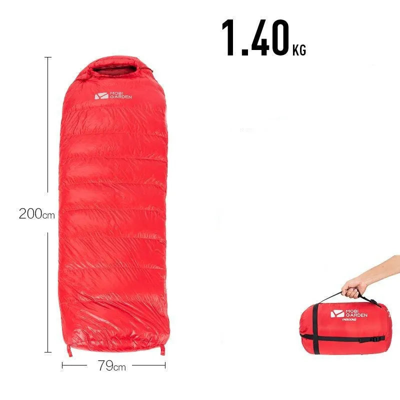 Wasserabweisender Mumienschlafsack mit Daunenfüllung für extreme Temperaturen bis -20 °