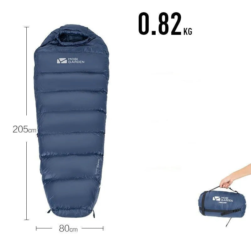 Wasserabweisender Mumienschlafsack mit Daunenfüllung für extreme Temperaturen bis -20 °