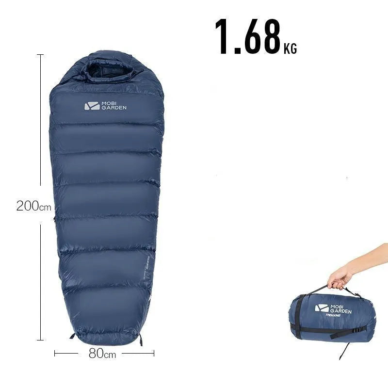 Wasserabweisender Mumienschlafsack mit Daunenfüllung für extreme Temperaturen bis -20 °