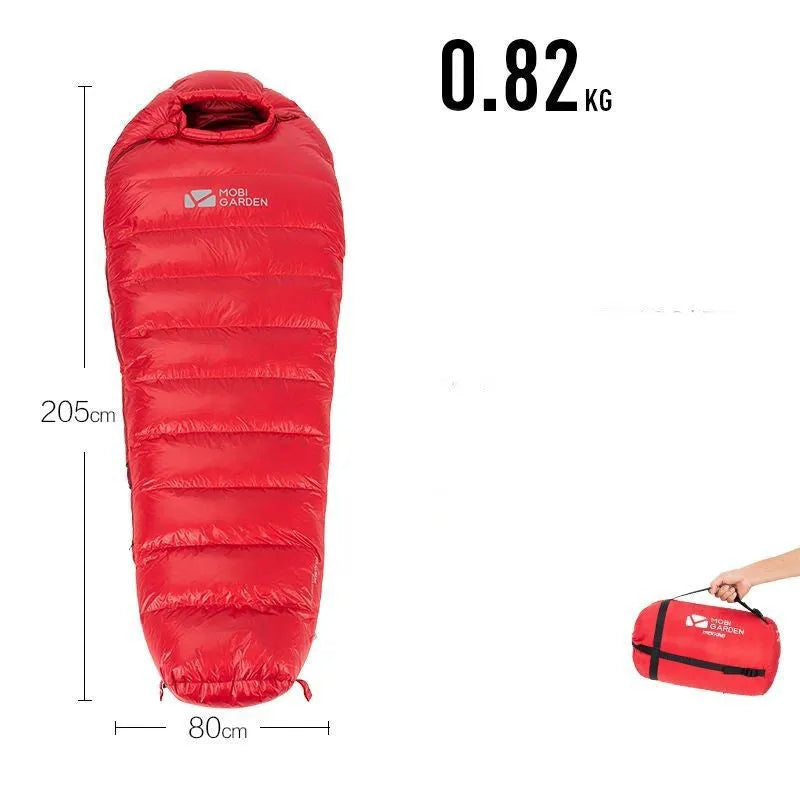 Wasserabweisender Mumienschlafsack mit Daunenfüllung für extreme Temperaturen bis -20 °