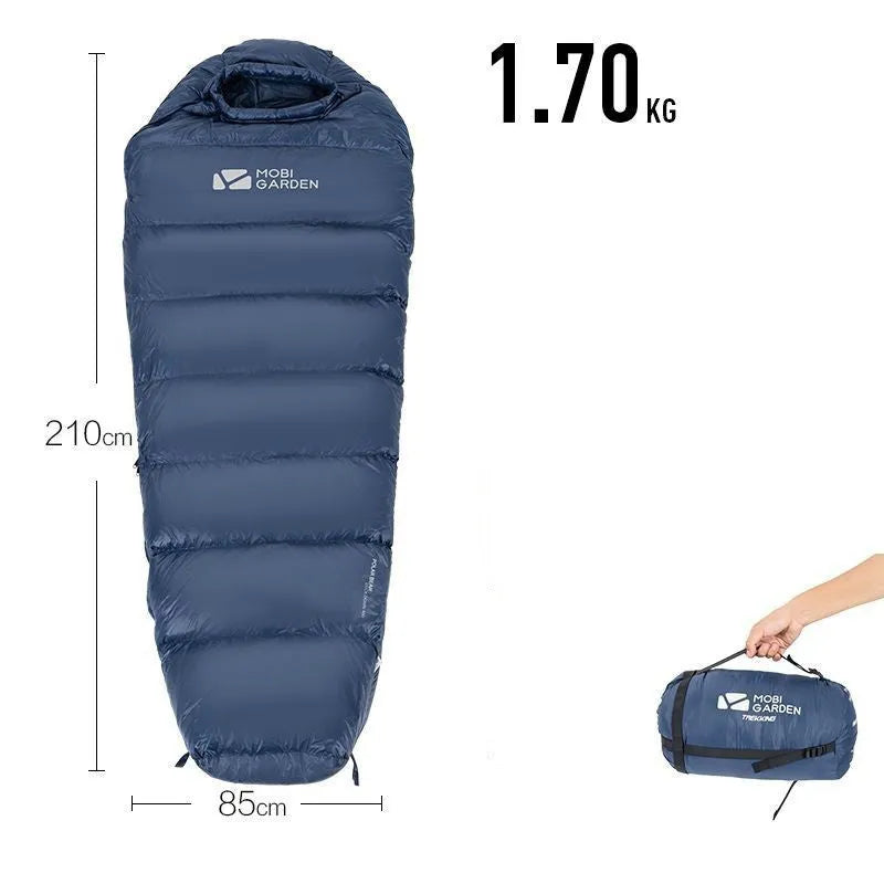 Wasserabweisender Mumienschlafsack mit Daunenfüllung für extreme Temperaturen bis -20 °
