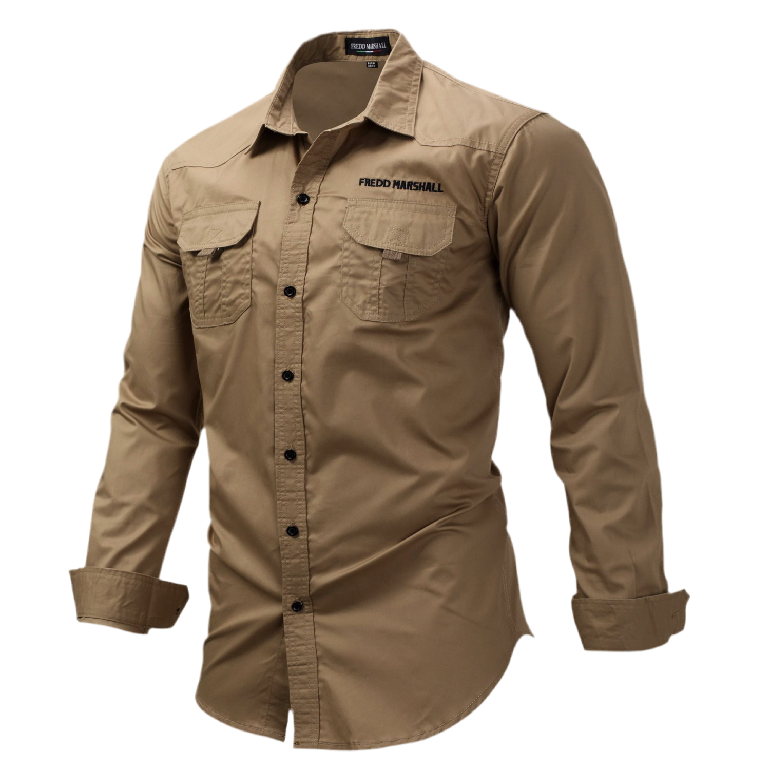 Fredd Marshall Herren Military-Freizeithemd