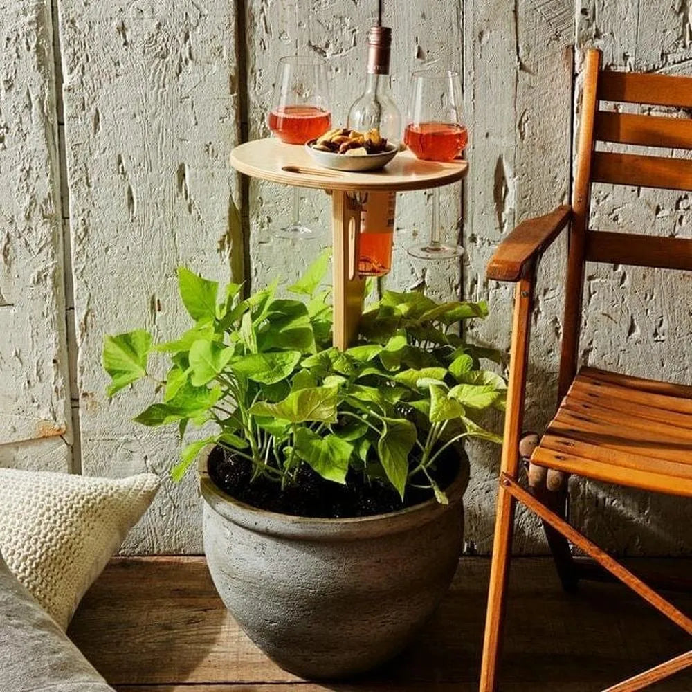 FoldWine - Tragbarer Klapptisch aus Holz mit Weinglashalter für den Outdoor-Genuss-Prepper-Store.com