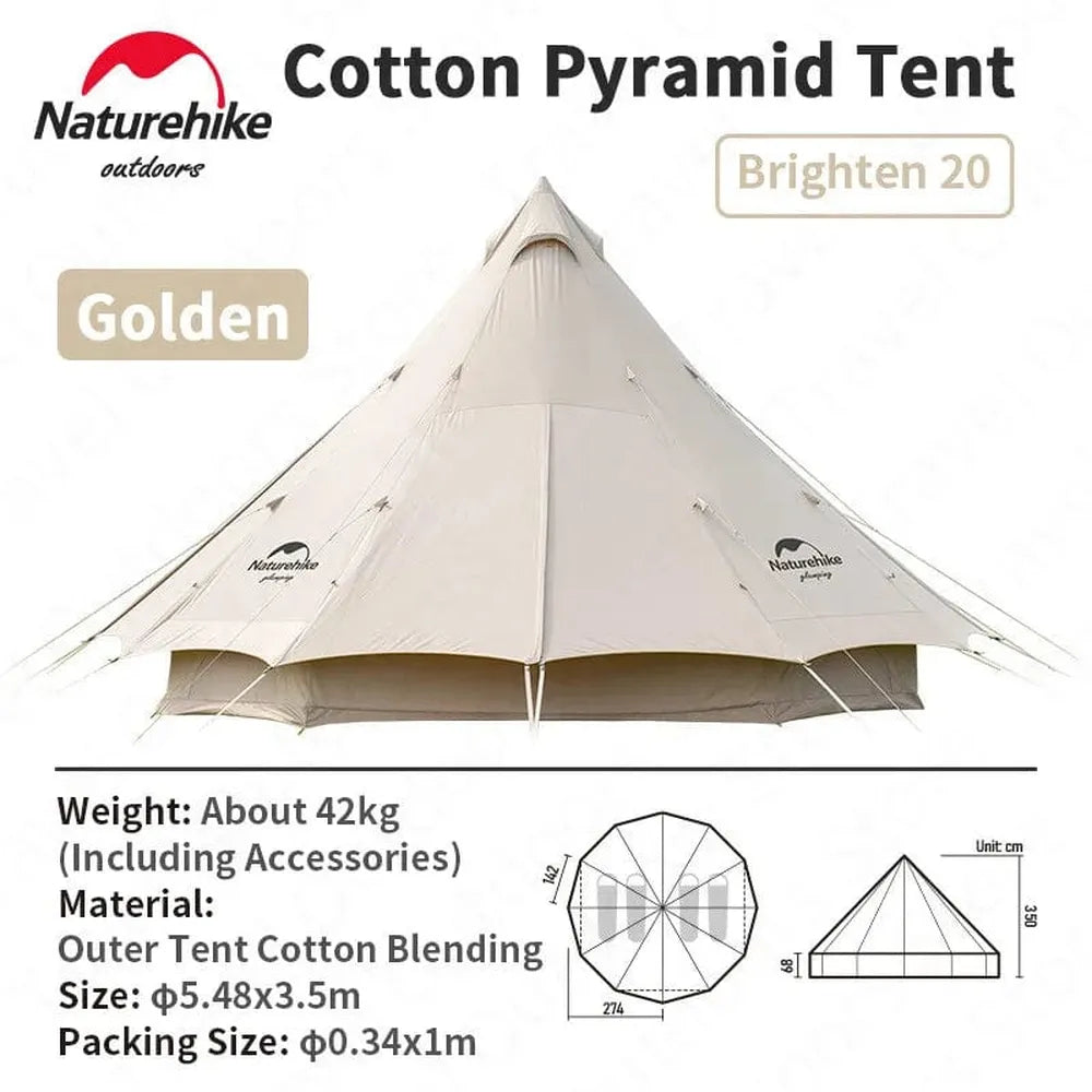 Naturehike Pyramidenzelt: 4-8 Personen, 20㎡, Baumwolle, Outdoor-Prepper-Store.com