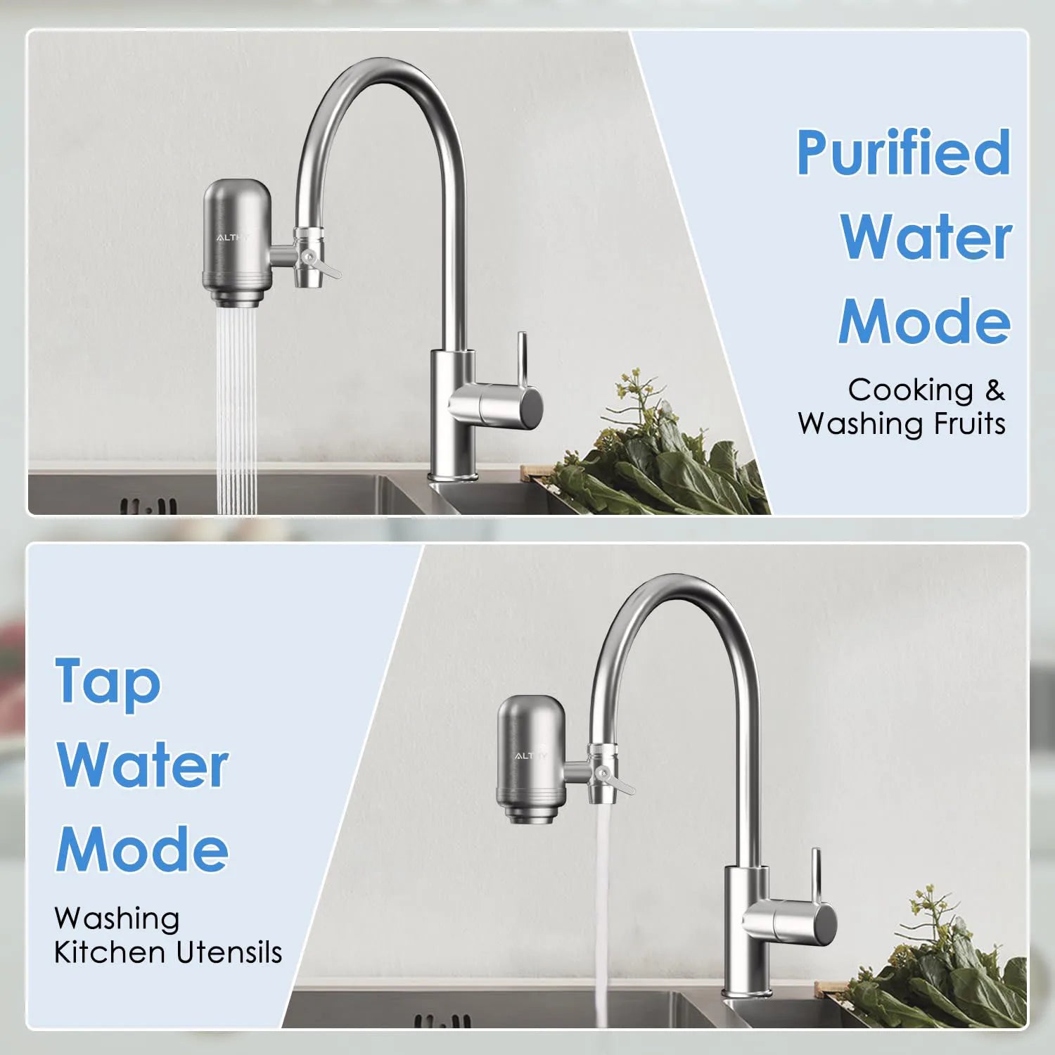 ALTHY Edelstahl-Wasserhahnfilter – NSF-zertifizierte 5-Stufen-Aktivkohlefiltration