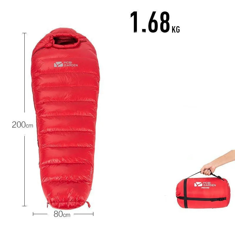 Wasserabweisender Mumienschlafsack mit Daunenfüllung für extreme Temperaturen bis -20 °