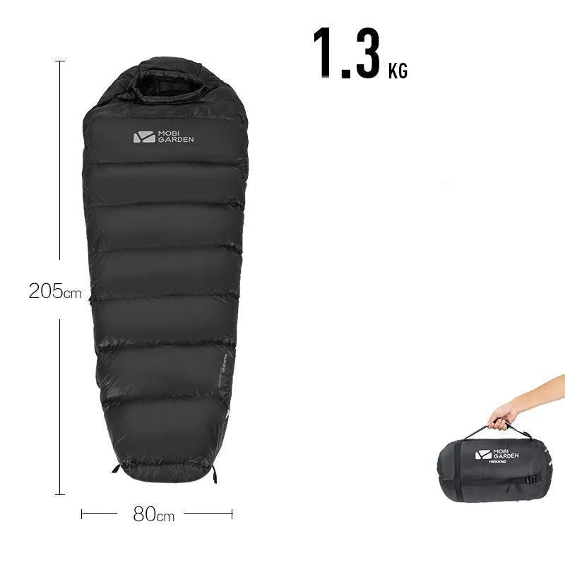 Wasserabweisender Mumienschlafsack mit Daunenfüllung für extreme Temperaturen bis -20 °