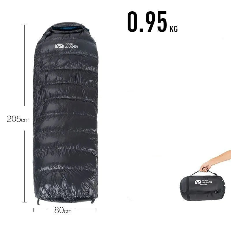 Wasserabweisender Mumienschlafsack mit Daunenfüllung für extreme Temperaturen bis -20 °