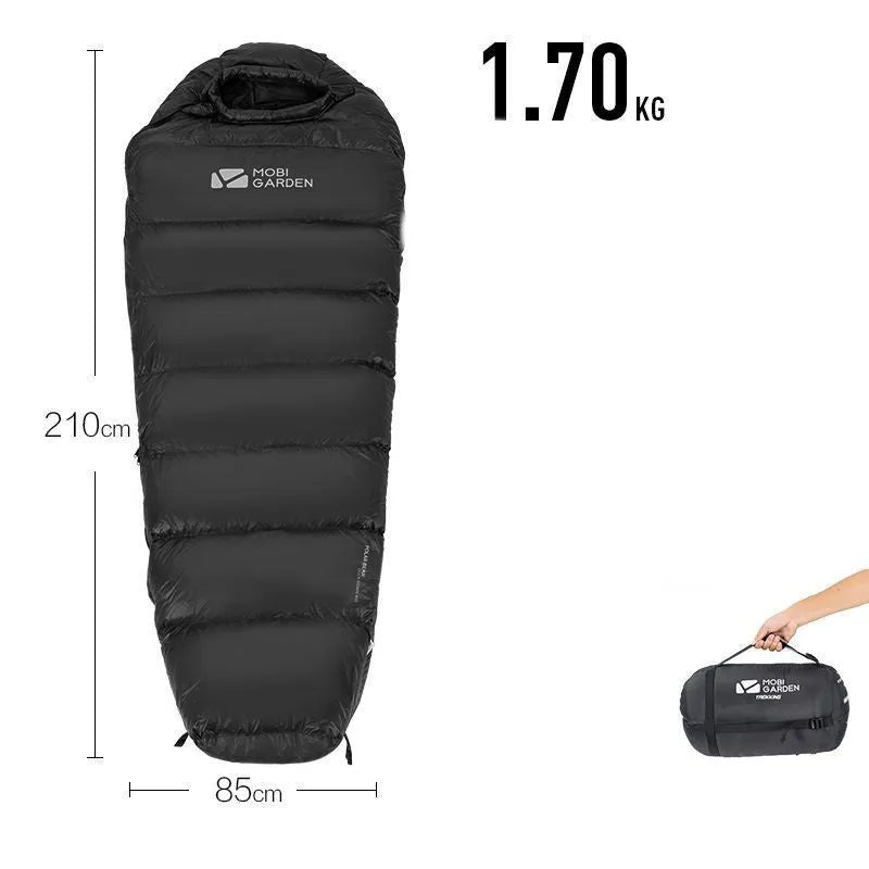 Wasserabweisender Mumienschlafsack mit Daunenfüllung für extreme Temperaturen bis -20 °