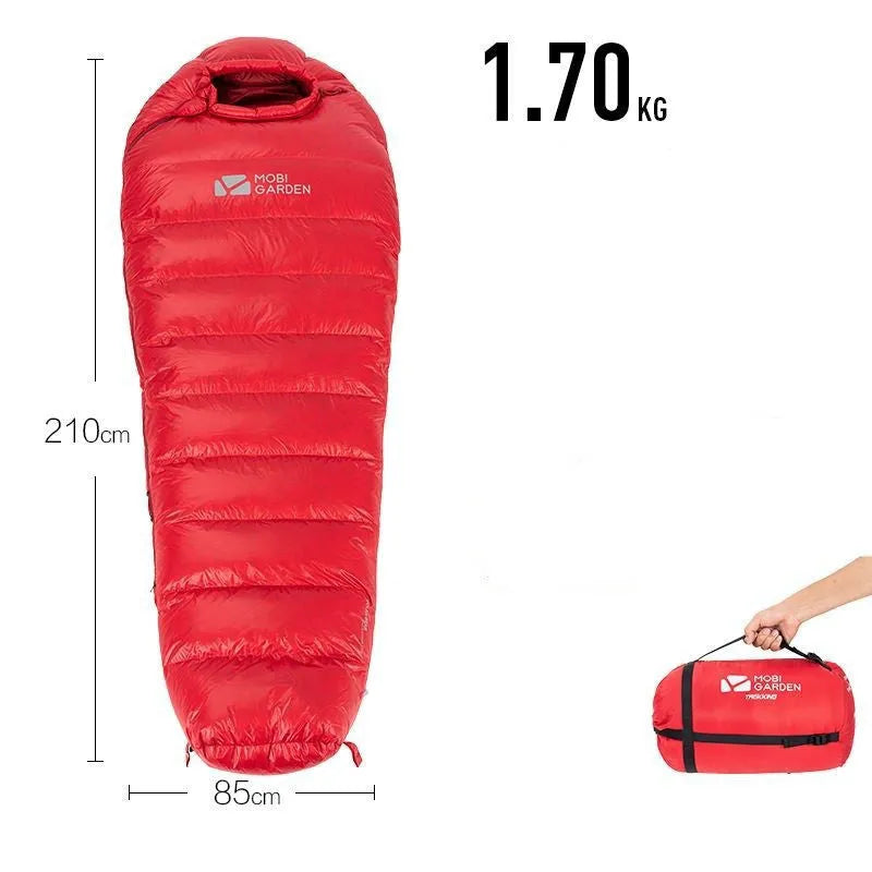 Wasserabweisender Mumienschlafsack mit Daunenfüllung für extreme Temperaturen bis -20 °