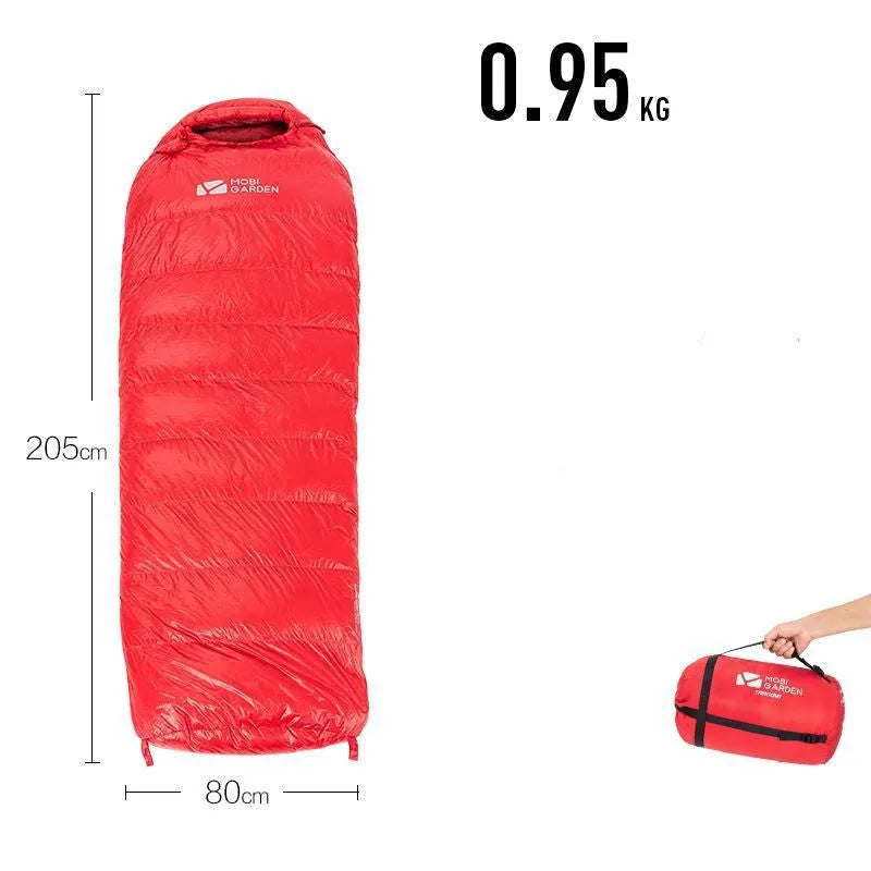 Wasserabweisender Mumienschlafsack mit Daunenfüllung für extreme Temperaturen bis -20 °