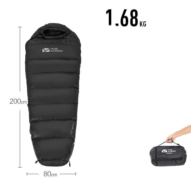 Wasserabweisender Mumienschlafsack mit Daunenfüllung für extreme Temperaturen bis -20 °