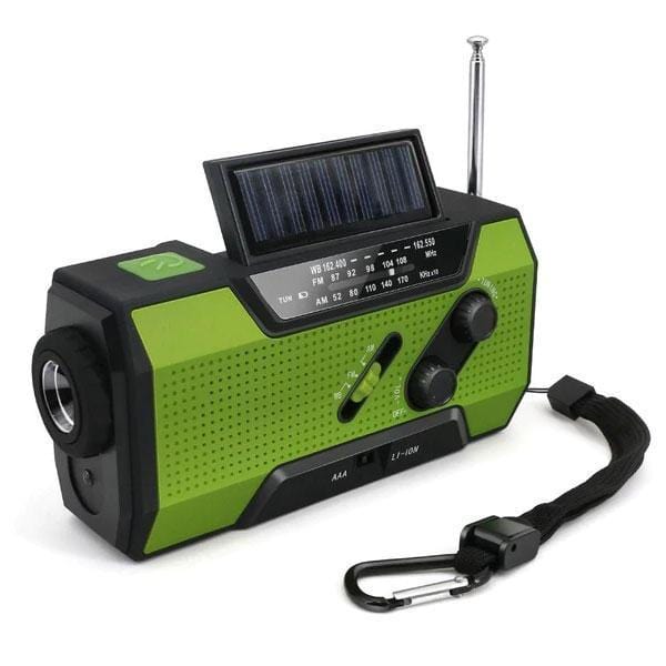 Tragbares Notfallradio: Solarpanel, Handkurbel, Powerbank, SOS-Taschenlampe