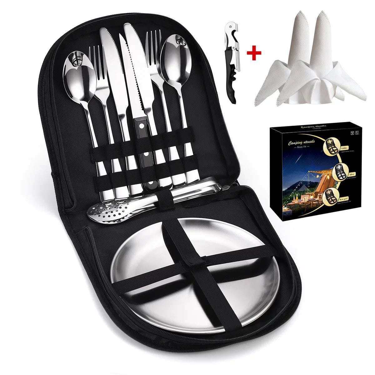 Camping Besteck Set – Edelstahl (10/20 Stück) 13x Silber prepper-store.com