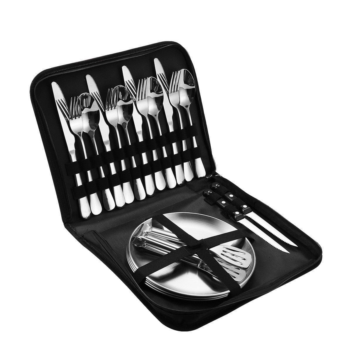 Camping Besteck Set – Edelstahl (10/20 Stück) 20x Silber Set-B prepper-store.com