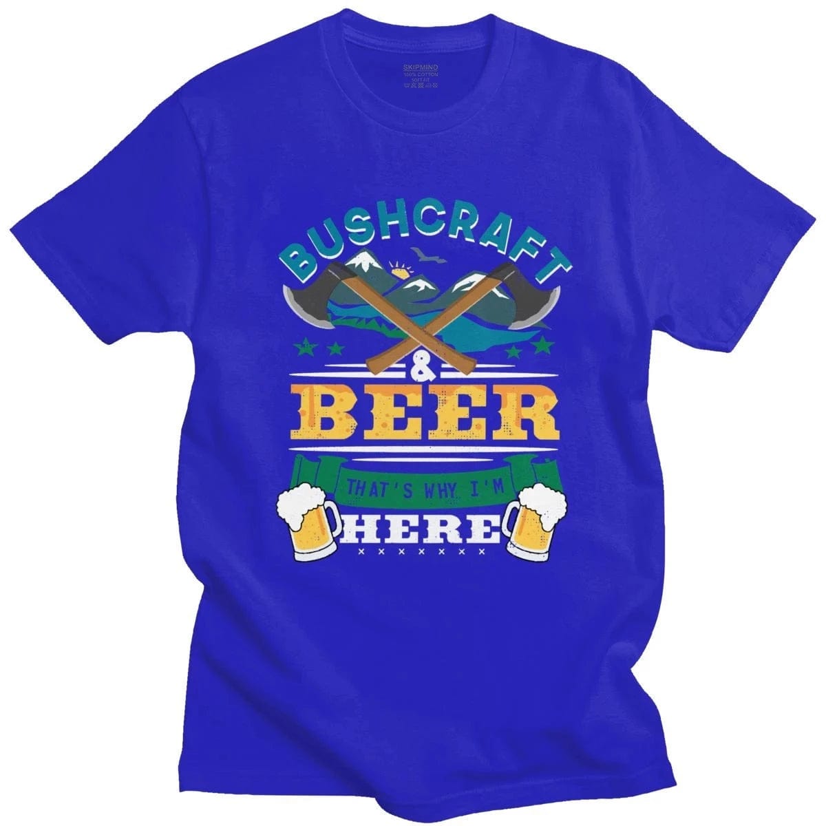 T-Shirt "Bushcraft & Beer That Is Why I Am Here" Blau / XS prepper-store.com