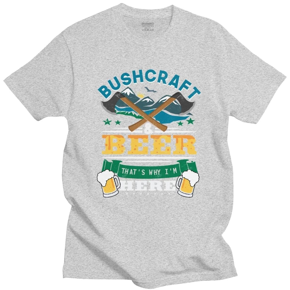T-Shirt "Bushcraft & Beer That Is Why I Am Here" Weiss / XS prepper-store.com