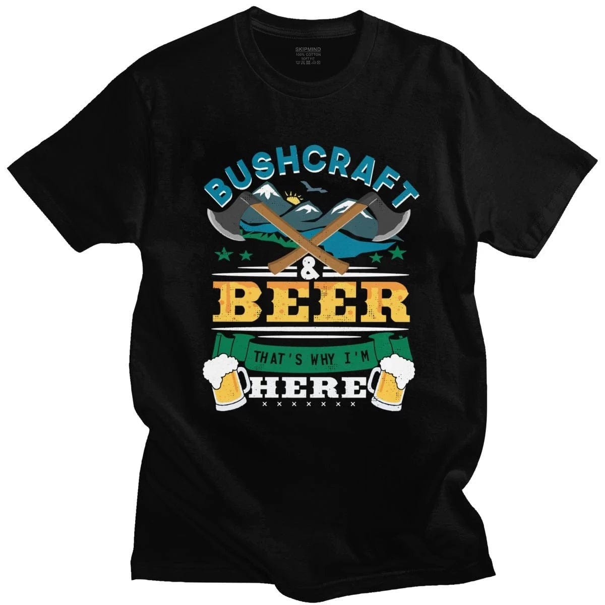 T-Shirt "Bushcraft & Beer That Is Why I Am Here" Schwarz / XS prepper-store.com