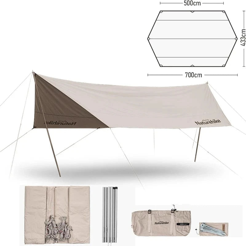 Naturehike Premium Sonnenschutz aus Baumwolle 7x4M - 5-8 Personen prepper-store.com