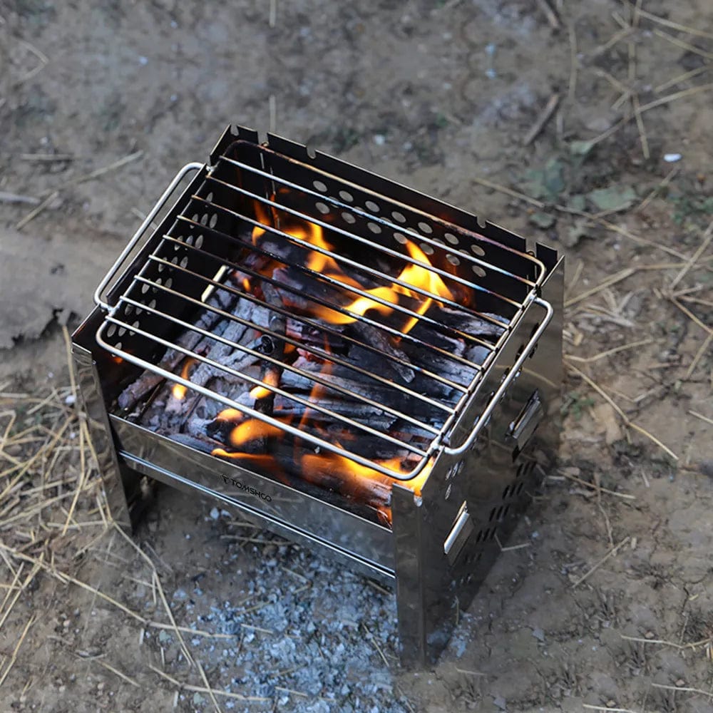Tomshoo cuisinière pliante en acier inoxydable/grill extérieur