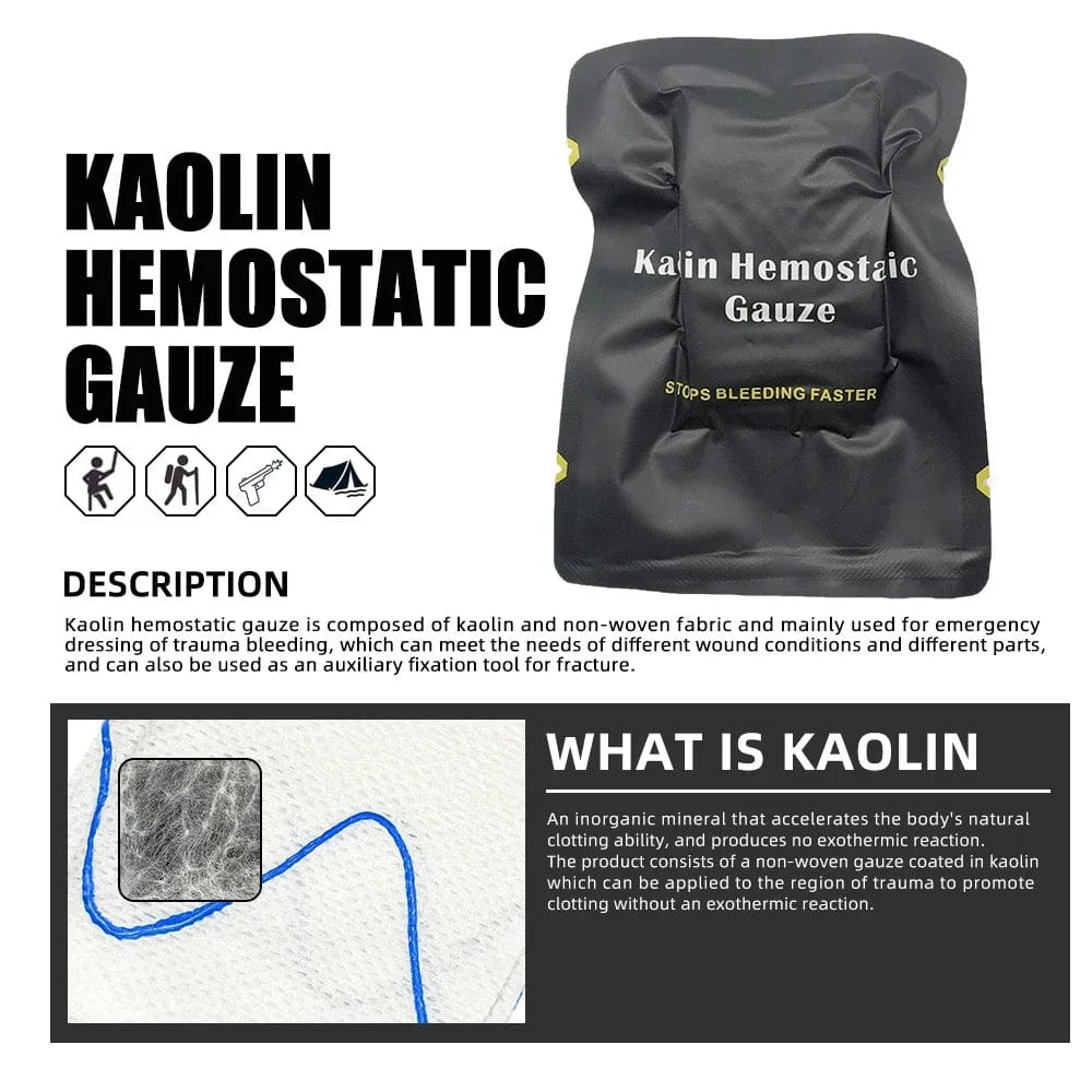 TCCC Tactical Kaolin Hemostatic Gaze
