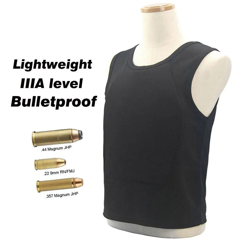 Level IIIA bulletproof vest, tactical body armor, concealed anti-bullet t-shirt