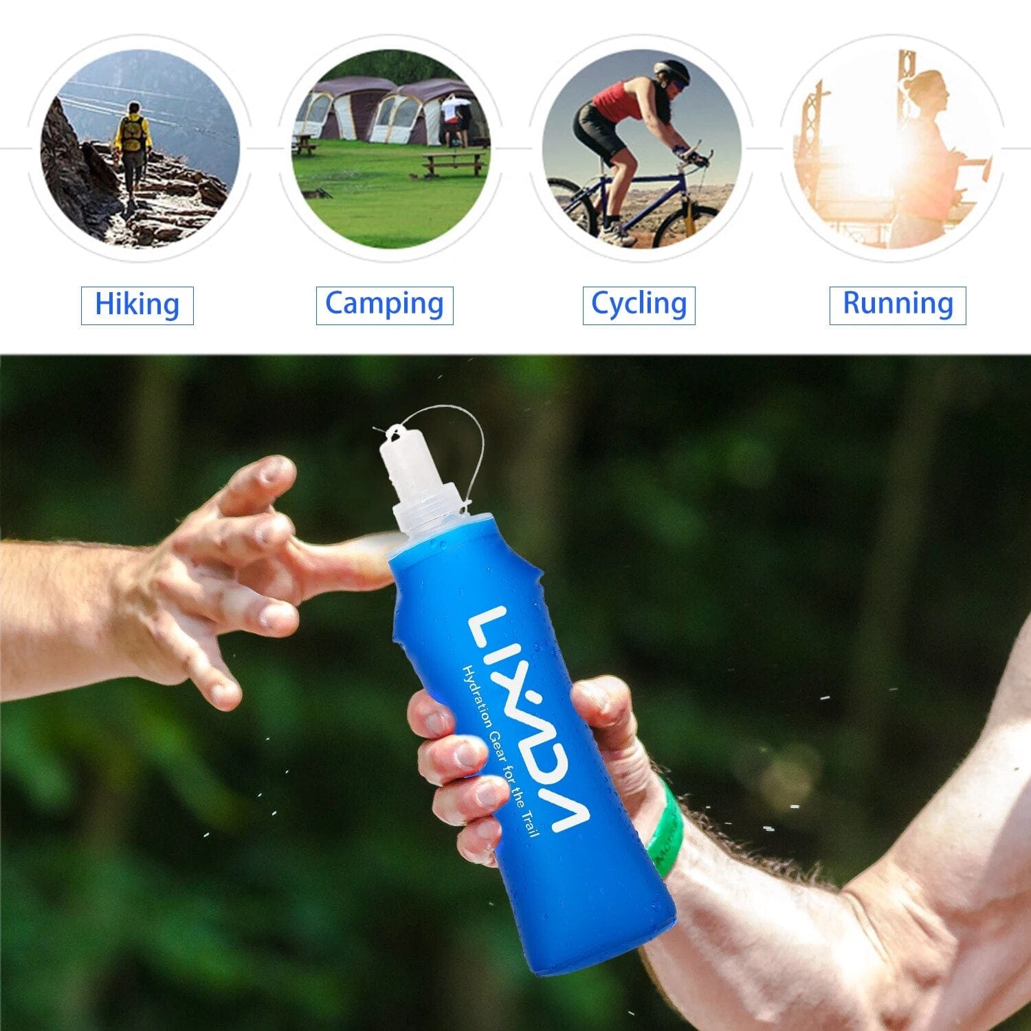 Lixada 500ml foldable drinking water bottle with filter