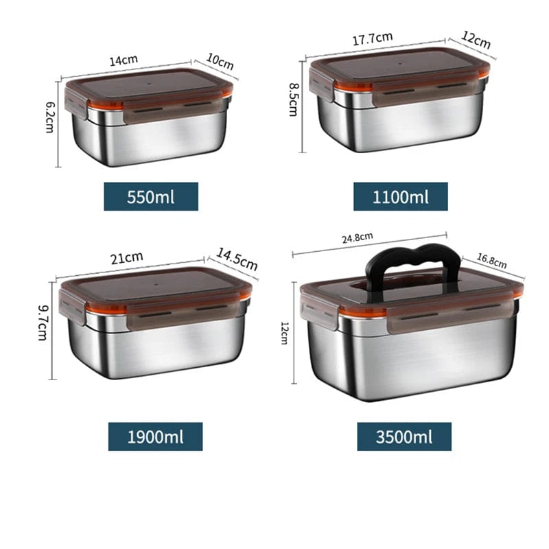 304 stainless steel food storage box, lunch box, portable sealed food storage containers