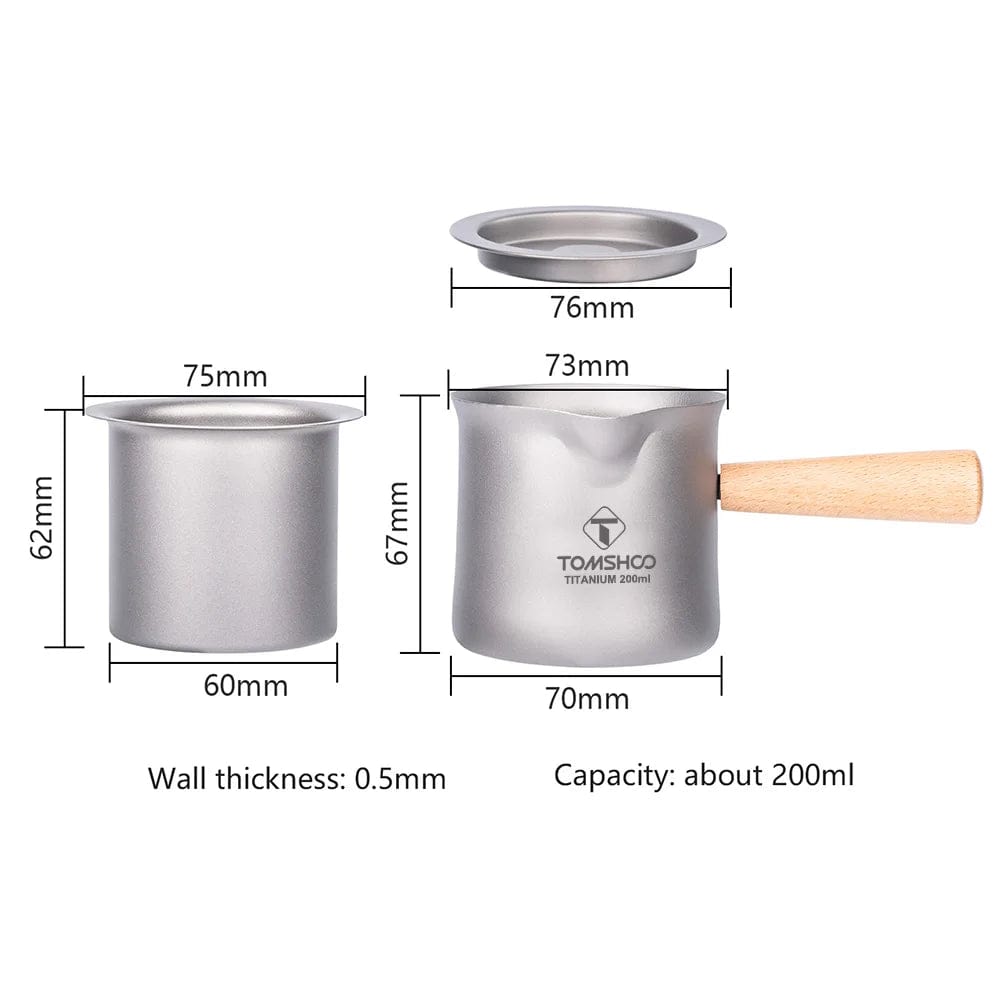 TOMSHOO titanium tea mug with tea strainer and wooden handle