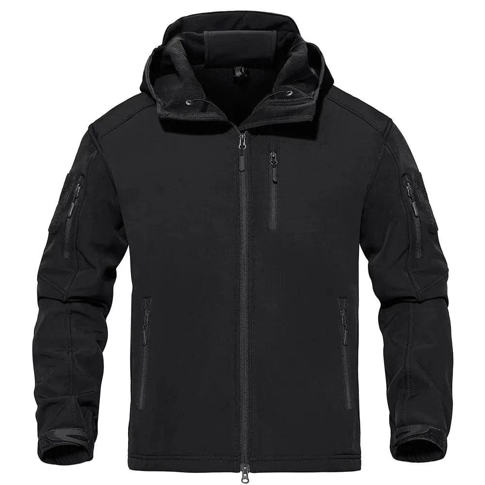 (CH&amp;DE) TACVASEN Waterproof Tactical Fleece Lined Jacket with Zipper Pockets Mens Outdoor Softshell Hooded Work Jackets Coat Windbreaker