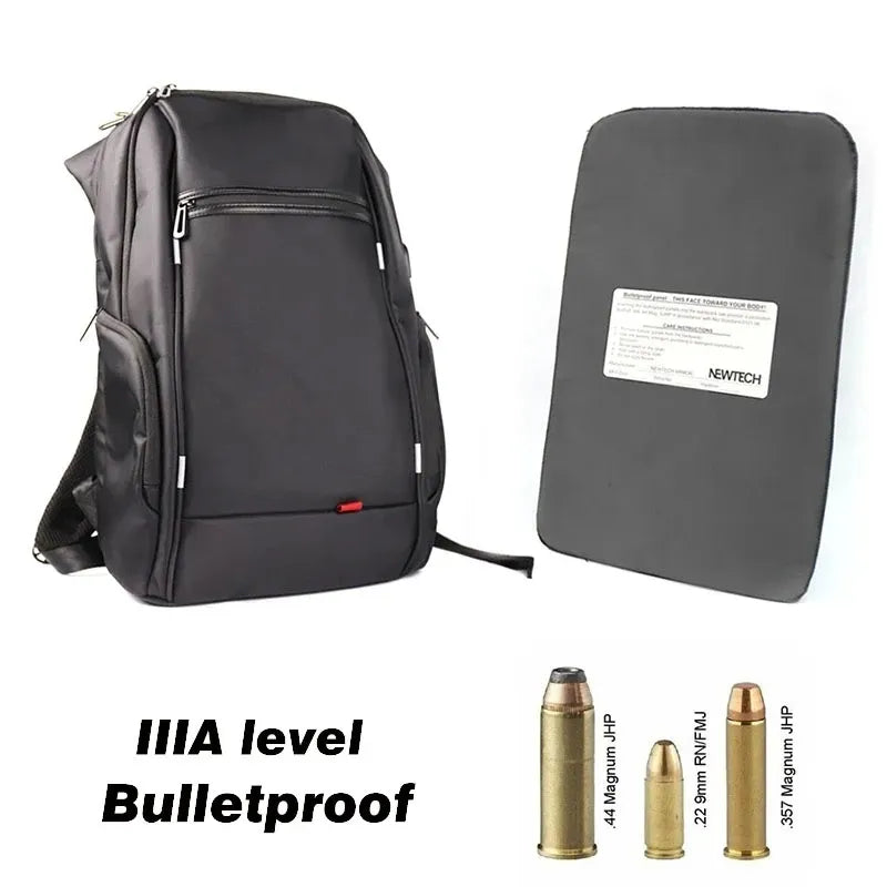 NIJ IIIA level bulletproof backpack, bulletproof pockets with insert panel and large capacity for safe body protection