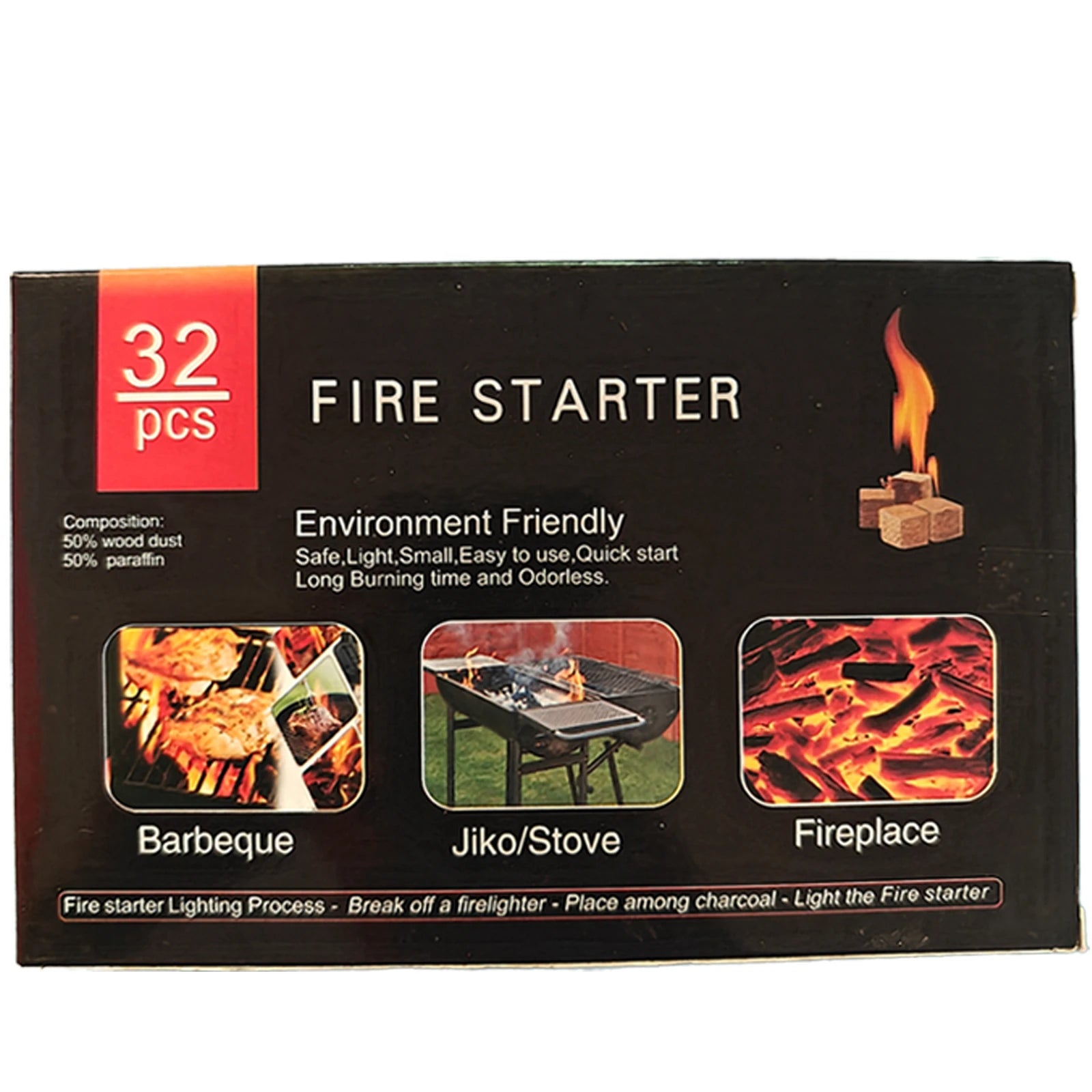 Firelighters for fireplace, grill &amp; fire pit – 24/32/48 pieces