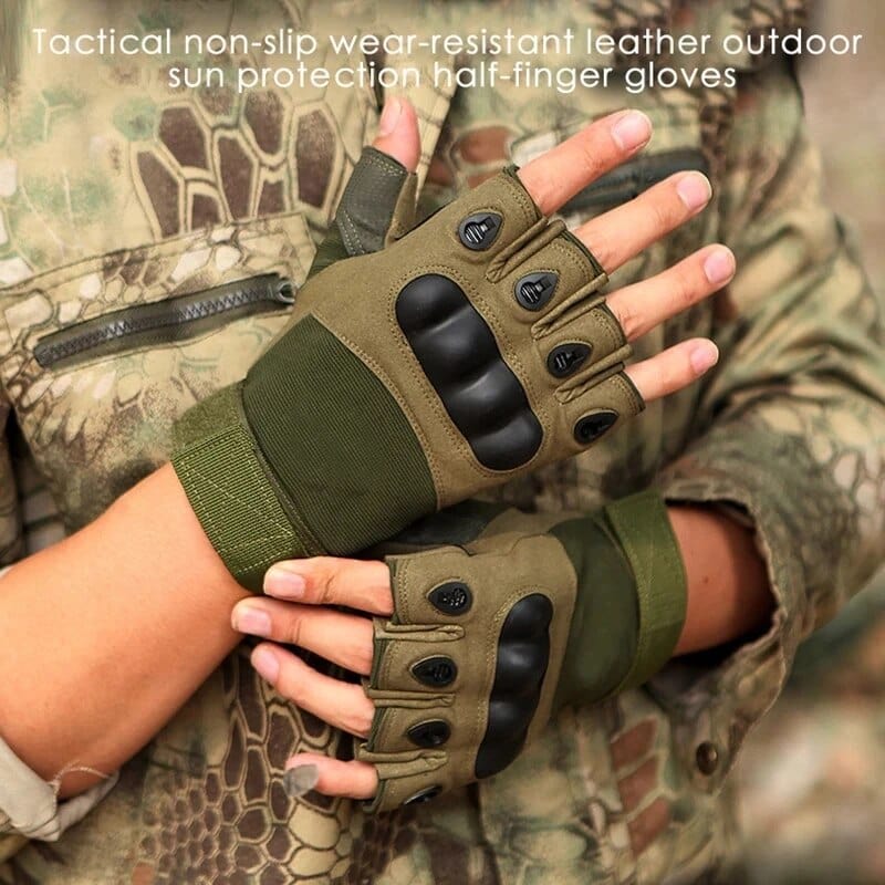 Gant militaire avec protection des articulations / sans doigts 