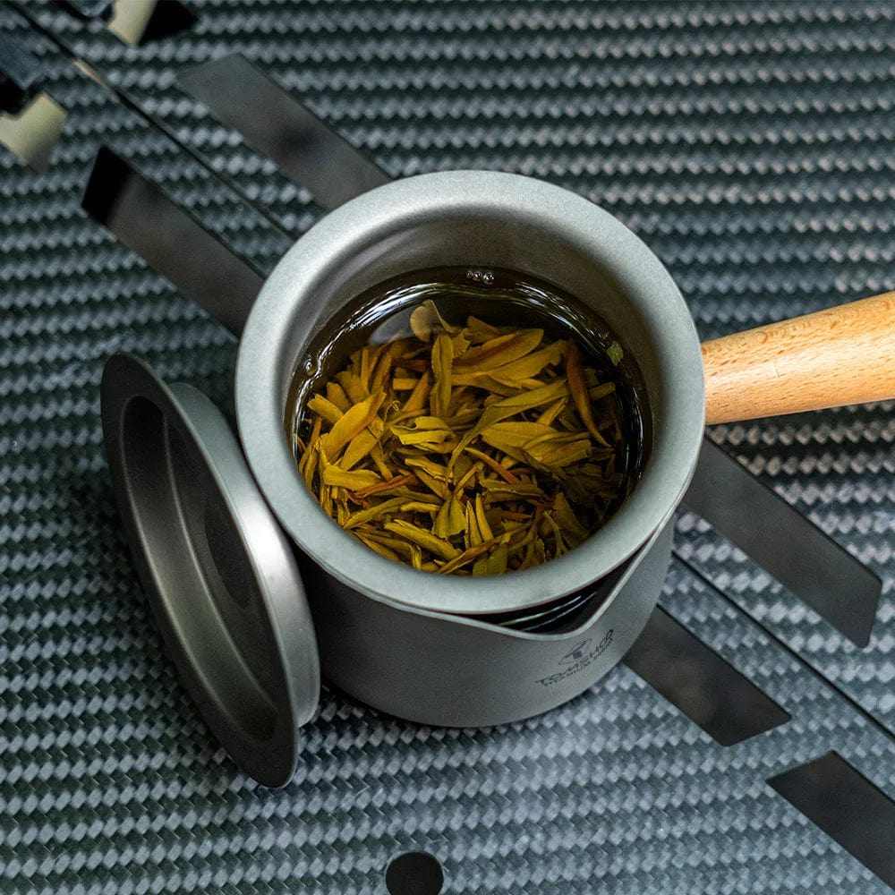 Tasse à thé en titane TOMSHOO avec passoire à thé et manche en bois