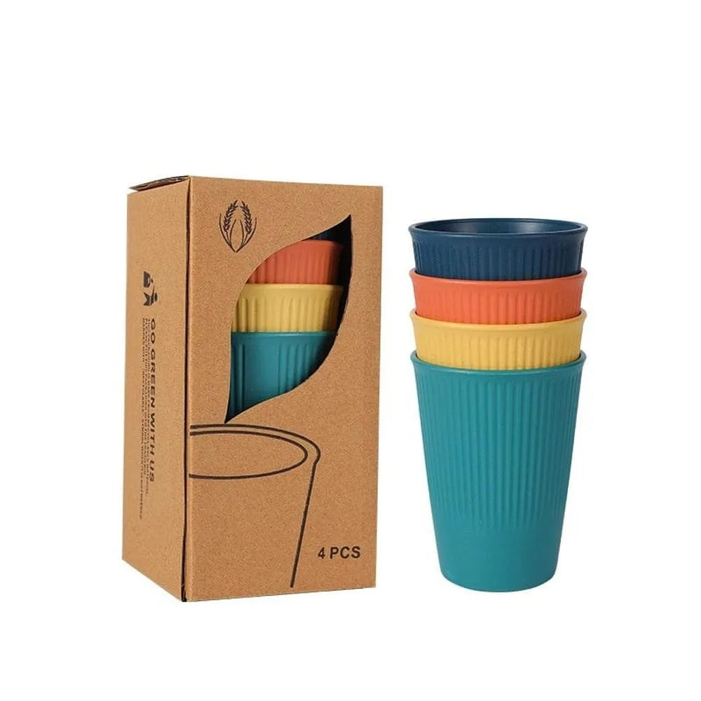 Weizenstroh Campingteller, Schalen und Becher Set - Plastikfrei-Prepper-Store.com