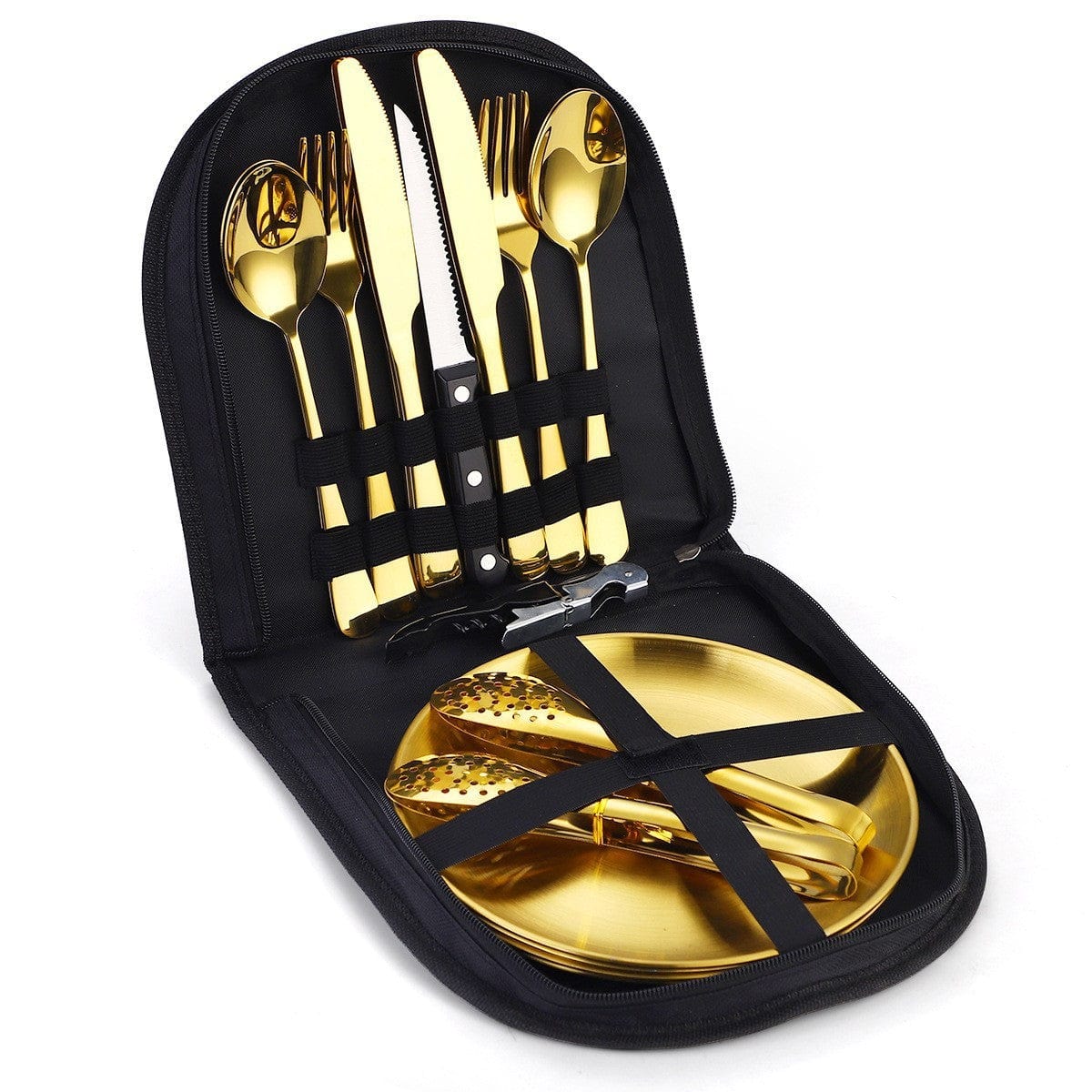 Camping Besteck Set – Edelstahl (10/20 Stück) 20x Gold prepper-store.com