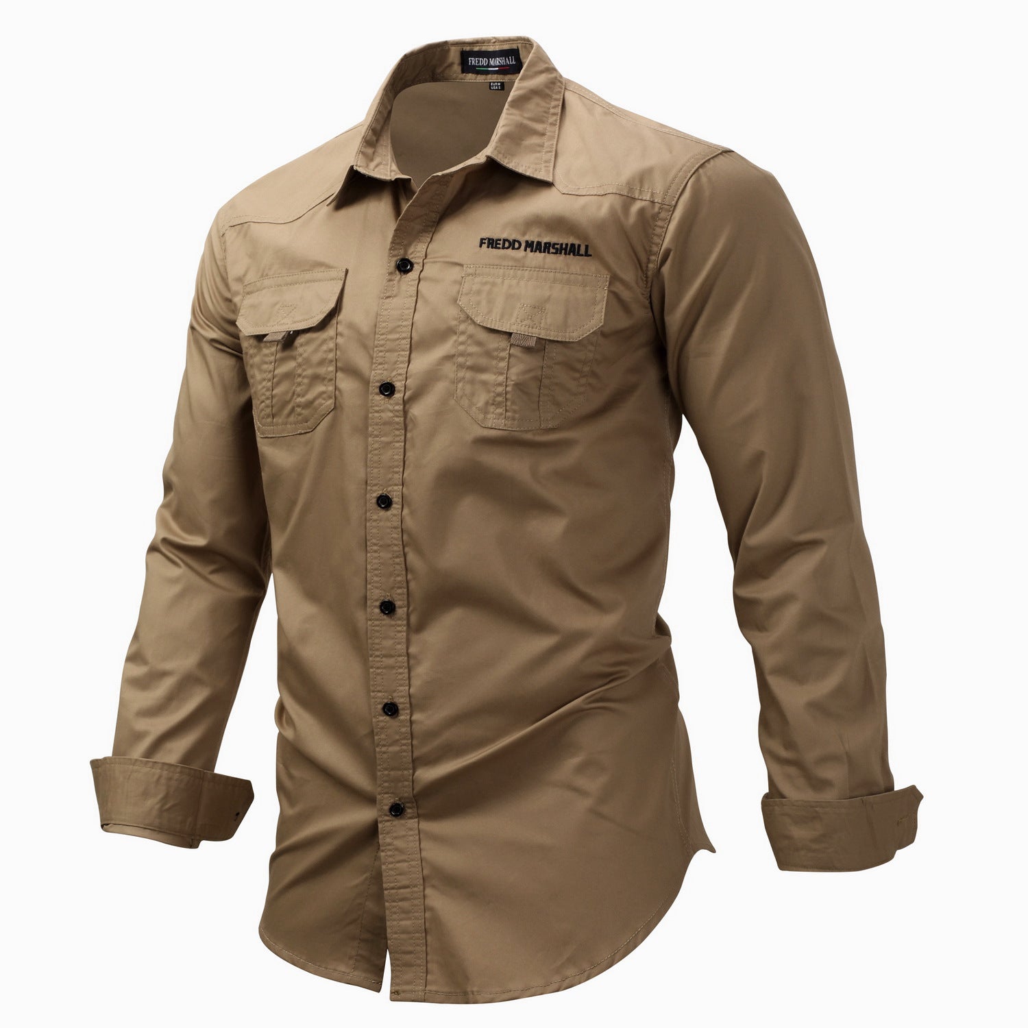 Fredd Marshall Herren Military-Freizeithemd
